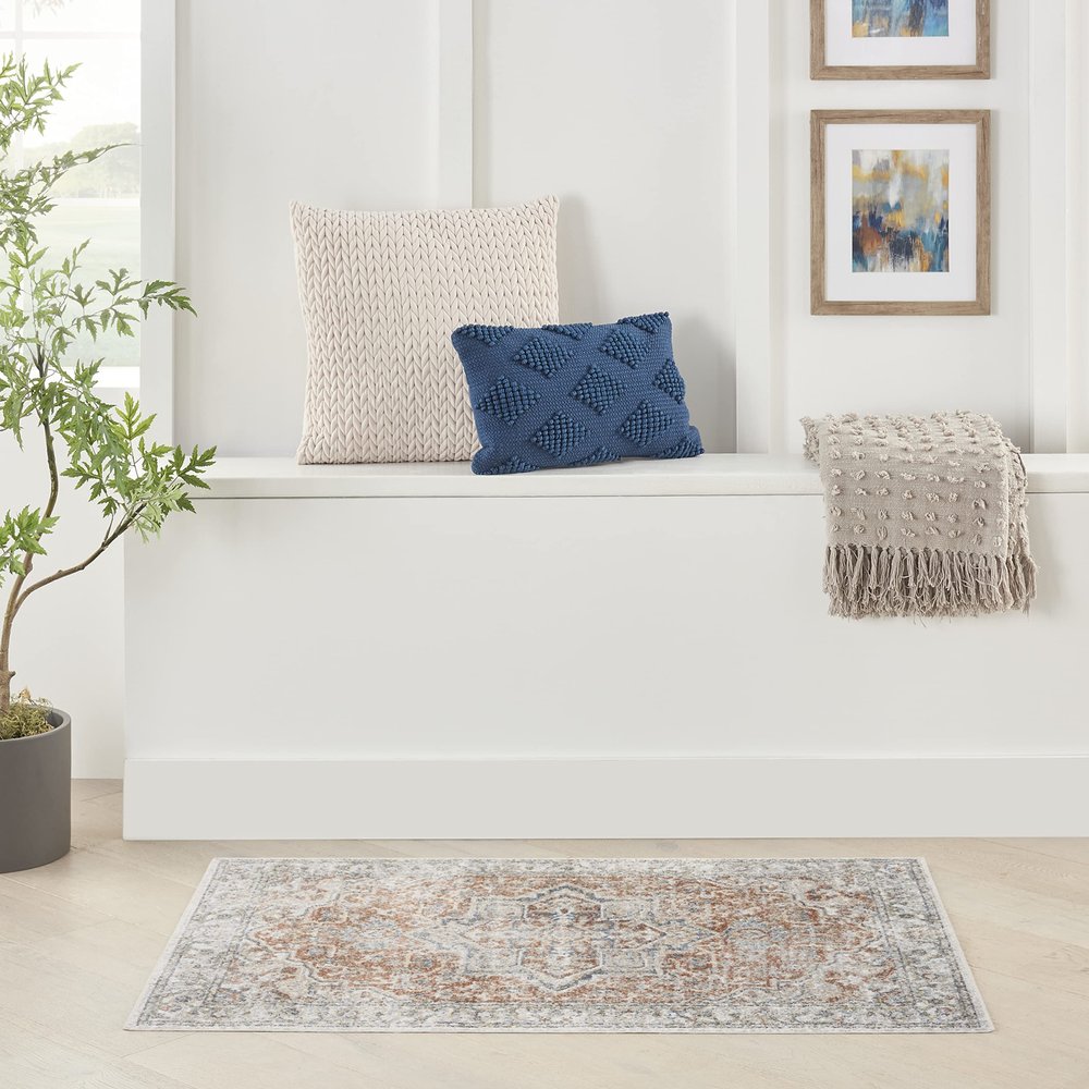 Nourison Home Astra Machine Washable Traditional Gold/Multicolor 2'2" x 4' Area Rug, Easy Cleaning, Non Shedding, Bed Room, Living Room, Dining Room, Kitchen (2x4)