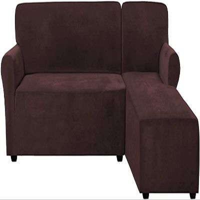 IMYOGI Velvet L-Shaped Sofa Slipcovers High Stretch Sectional Chaise Sofa Covers Non-Slip Couch Slipcovers Furniture Protector for Kids and Pets (Color : Brown, Size : 2 Seater)