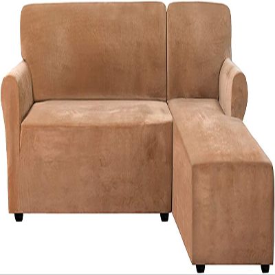 IMYOGI Velvet L-Shaped Sofa Slipcovers High Stretch Sectional Chaise Sofa Covers Non-Slip Couch Slipcovers Furniture Protector for Kids and Pets (Color : Camel, Size : 2 Seater)