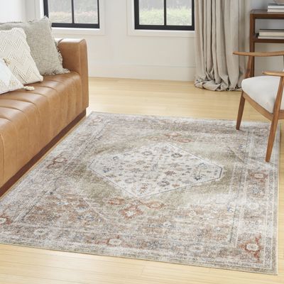 Nourison Home Astra Machine Washable Traditional Sage Multi 4' x 6' Area Rug, Easy Cleaning, Non Shedding, Bed Room, Living Room, Dining Room, Kitchen (4x6)