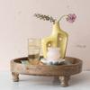 Boho Footed Wood Tray with Carved Design, Natural view 2