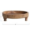 Boho Footed Wood Tray with Carved Design, Natural view 4