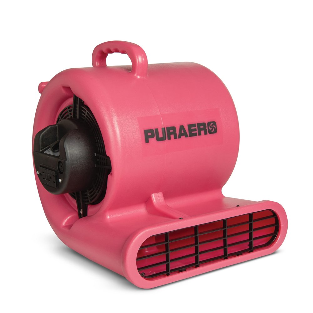 PURAERO Air Mover Carpet Dryer Blowing Floor Fan | 1/3 HP 2,550 CFM | for Crawlspaces, Attics, Basements, Bathrooms| Water Damage Restoration, Grow Rooms | PA-330-AM | Red