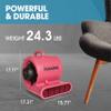 PURAERO Air Mover Carpet Dryer Blowing Floor Fan | 1/3 HP 2,550 CFM | for Crawlspaces, Attics, Basements, Bathrooms| Water Damage Restoration, Grow Rooms | PA-330-AM | Red view 3