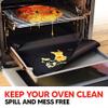 Oven Liners for Bottom of Oven Black (4-pack) Bundled with Range Rack Shield (4-pack) - Large Mat for Bottom of Range (17"x 25") and 14" Red Stove Guards for Racks - Reusable & Heat Resistant view 4