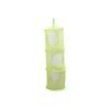 Cabilock Cylindrical Hanging Bag Storage Organizer 3 Compartments Toy Storage Basket Mesh Stuffed Animal Net Laundry Shoes Kids Room view 1