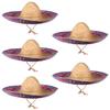 5PCS Wide Straw Sombreros, 18" Mexican Hats for Cinco de Mayo Fiesta Parties - Party Favors & Decorations view 1
