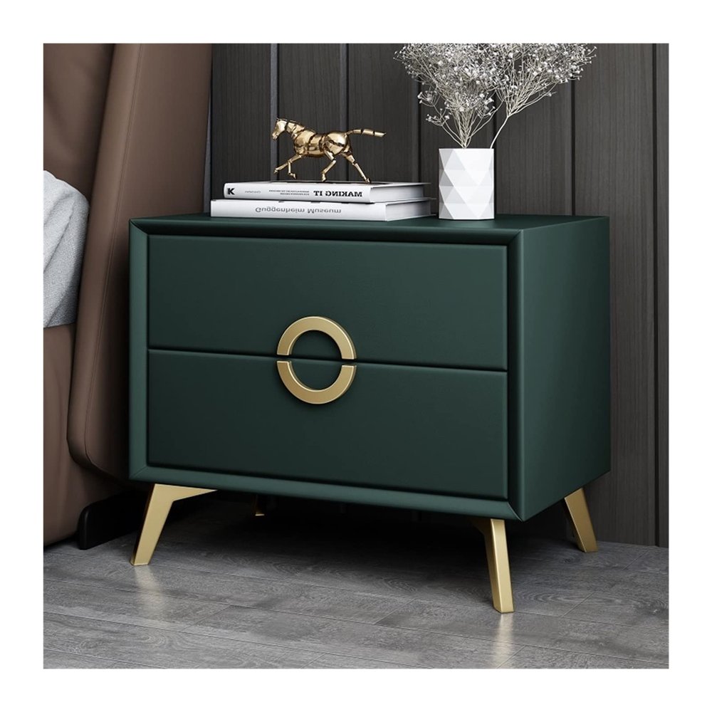 HIHELO Home Bedside Table 1pc Simple Light Luxury Bedside Table Bedroom Furniture Simple Art Bedside Table Wood Bedside Table Bedrooms Nightstand (Color : Green A)