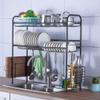 2 Tier Black 304 Stainless Steel Dish Drainer Rack, Kitchen Over The Sink Drain Rack, Space-Saving (74*28*82cm ) view 1