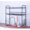 2 Tier Black 304 Stainless Steel Dish Drainer Rack, Kitchen Over The Sink Drain Rack, Space-Saving (74*28*82cm ) view 2