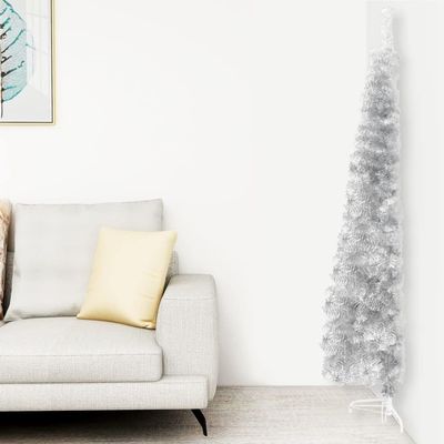 CUMYZO 5FT Slim Artificial Half Christmas Tree with Metal Stand Half Xmas Tree for Home Decoration Seasonal Decoration Indoor Outdoor