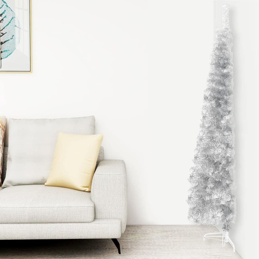 CUMYZO 5FT Slim Artificial Half Christmas Tree with Metal Stand Half Xmas Tree for Home Decoration Seasonal Decoration Indoor Outdoor