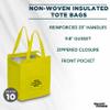 DISCOUNT PROMOS Custom Non-Woven Insulated Tote Bags Set of 10, Personalized Bulk Pack - Reusable, Great for Picnic, Camping, Beach, Outdoor Activities - Yellow view 3