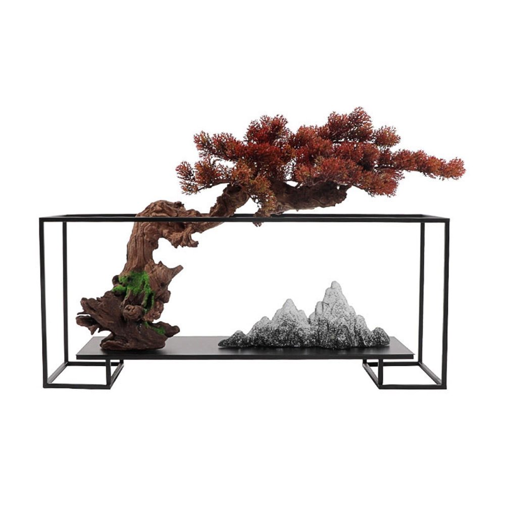 Artificial Trees Artificial Bonsai Tree New Chinese-Style Red Simulation Welcome Pine Bonsai Tree Indoor Living Room Desktop Decor Simulation Plant Simulated Pine