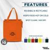 DISCOUNT PROMOS Custom Non-Woven Insulated Tote Bags Set of 10, Personalized Bulk Pack - Reusable, Great for Picnic, Camping, Beach, Outdoor Activities - Orange view 4