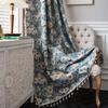 ENJOYBRIDAL Blue Floral Curtains 96 Inch Length 2 Panels Farmhouse Semi Sheer Drapes for Living Room Bohemian Rustic Rod Pocket Window Curtain Panels with Tassel Jacquard Bedroom Window Treatments view 4