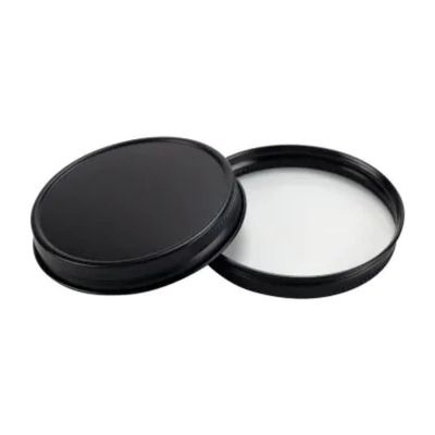 70-400 Gloss Black Metal Continuous Thread Lid with F217 Foam Liner (120 PCS. Ten Dozen) for Candle Jars, Canning Jars, Works with 70mm Thread Jars Only