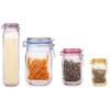50PCS 64.2inch Mason Jar Pattern Food Storage Bag Reusable Stand Up Smell Proof Ziplock Bags Snack Saver Container Package Bag Frosted Pouches view 3