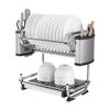 2-Tier Stainless Steel Dish Rack, Multifunctional Drying Dish Storage Rack, Detachable with Drip Tray and Cutlery Holder view 1
