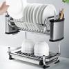 2-Tier Stainless Steel Dish Rack, Multifunctional Drying Dish Storage Rack, Detachable with Drip Tray and Cutlery Holder view 3