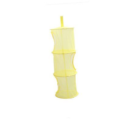 Zerodeko Hanging Mesh Storage Organizer Compartments Toy Storage Basket for Boy Girl Room Portable for Clothes Laundry and Toys Yellow