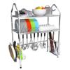 2 Tier Stainless Steel Kitchen Sink Drain Rack, Cutlery Water Filter Dish Organizer, Space-Saving (79*28*82cm ) view 1