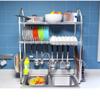 2 Tier Stainless Steel Kitchen Sink Drain Rack, Cutlery Water Filter Dish Organizer, Space-Saving (79*28*82cm ) view 3