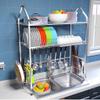 2 Tier Stainless Steel Kitchen Sink Drain Rack, Cutlery Water Filter Dish Organizer, Space-Saving (79*28*82cm ) view 4