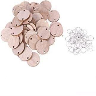 WOONEKY Refill for Birthday Reminder Hanger 50pcs Wooden Calendar Slices with Iron Loops for Hanging Birthday Calendar