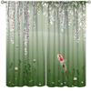 Koi Fish Curtains,Spring Cherry Blossom Pond Fish Pattern Printed Landscape Bedroom Window Curtains,Green 72x63in view 1