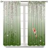 Koi Fish Curtains,Spring Cherry Blossom Pond Fish Pattern Printed Landscape Bedroom Window Curtains,Green 72x63in view 3