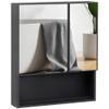 kleankin Wall-Mounted Medicine Cabinet, Bathroom Mirror Cabinet with Double Doors and Storage Shelves, Black view 1