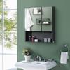 kleankin Wall-Mounted Medicine Cabinet, Bathroom Mirror Cabinet with Double Doors and Storage Shelves, Black view 2
