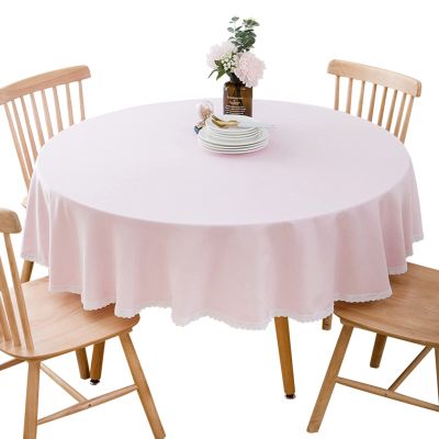Jeloris Round Waterproof Tablecloth Spill-Proof Polyester Table Cloth Wrinkle Free Washable Decorative Fabric Table Cover for Kitchen, Dining, Parties, Buffet, Wedding(48 inch, Pink)