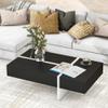 Coffee Table with Storage for Living Room Modern Rectangle Center Table with High Gloss Surface Contemporary Tea Table for Sofa, Black view 1