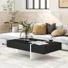 Coffee Table with Storage for Living Room Modern Rectangle Center Table with High Gloss Surface Contemporary Tea Table for Sofa, Black view 3