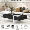 Coffee Table with Storage for Living Room Modern Rectangle Center Table with High Gloss Surface Contemporary Tea Table for Sofa, Black view 4