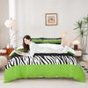 Leopard Print Kids Duvet Cover Set Twin Size,Zebra Skin Stripes Patchwork Bedding Set,Girls Boys Adults Room Decor,Abstract Animals Skin Comforter Cover,Green Stylish Quilt Cover,1 Pillowcase view 2