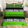 Leopard Print Kids Duvet Cover Set Twin Size,Zebra Skin Stripes Patchwork Bedding Set,Girls Boys Adults Room Decor,Abstract Animals Skin Comforter Cover,Green Stylish Quilt Cover,1 Pillowcase view 4