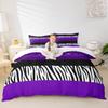 Purple Leopard Print Kids Duvet Cover Set Twin Size,Zebra Abstract Animals Skin Bedding Set,Girls Boys Adults Room Decor,Geometric Stripes Comforter Cover,Luxury Romantic Quilt Cover,1 Pillowcase view 1
