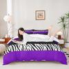 Purple Leopard Print Kids Duvet Cover Set Twin Size,Zebra Abstract Animals Skin Bedding Set,Girls Boys Adults Room Decor,Geometric Stripes Comforter Cover,Luxury Romantic Quilt Cover,1 Pillowcase view 2