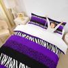 Purple Leopard Print Kids Duvet Cover Set Twin Size,Zebra Abstract Animals Skin Bedding Set,Girls Boys Adults Room Decor,Geometric Stripes Comforter Cover,Luxury Romantic Quilt Cover,1 Pillowcase view 3