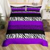 Purple Leopard Print Kids Duvet Cover Set Twin Size,Zebra Abstract Animals Skin Bedding Set,Girls Boys Adults Room Decor,Geometric Stripes Comforter Cover,Luxury Romantic Quilt Cover,1 Pillowcase view 4