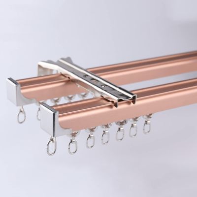 Heavy-duty Double Curtain Rod Set Ceiling Mounting, Aluminum Curtain Conjoined Double Track, Thickened Curtain Track, Load-bearing And Silent Alloy Wheel, For Curtains, Drapes, And Room Dividers ( Col