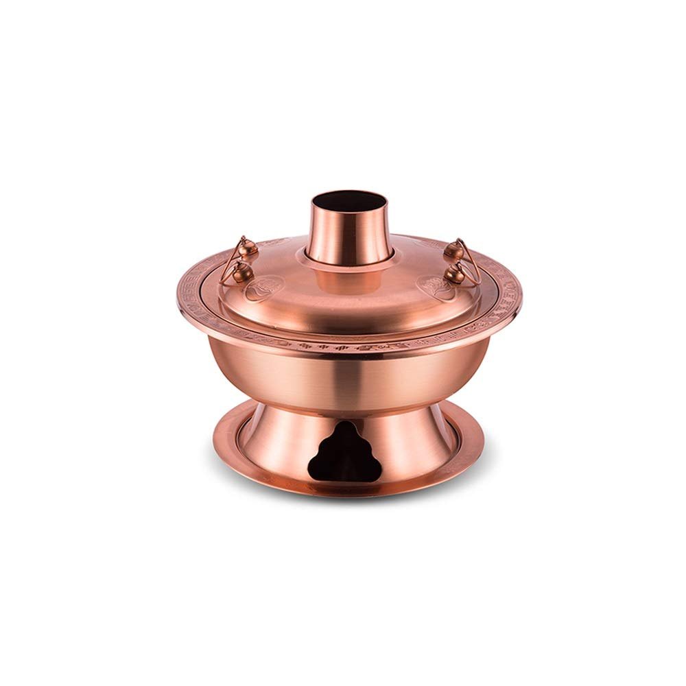 Chinese Style Charcoal Imitation Copper Hot Pot, Thickened Stainless Steel Multi-Personal Hot Pot, Mongolian Hot Pot Kitchen Utensils, Suitable for, for Family/Friends, Parties