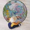 Cartoon Gaming Chair Mat Under Computer Desk Floor Protector for Rolling Chairs Non Slip Anti Scratches Woman Seascape Underwater Animals,Pink Blue Diameter 60 in view 1