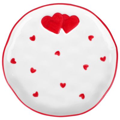 CALLARON 7" Heart Plates Ceramic Serving Plates Dessert PLATES Valentine's Day Dinner Platter Porcelain Salad Platter Dinnerware for Valentine's Day