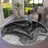 Black Grey Round Area Rug 4ft,Washable Outdoor Indoor Carpet Runner Rug for Bedroom,Kitchen,Bathroom,Living Room,Office,Abstract Modern Marble Fluid Artwork Art Area+Rug Large Bath Door Desk Floor Mat view 1