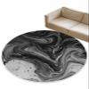 Black Grey Round Area Rug 4ft,Washable Outdoor Indoor Carpet Runner Rug for Bedroom,Kitchen,Bathroom,Living Room,Office,Abstract Modern Marble Fluid Artwork Art Area+Rug Large Bath Door Desk Floor Mat view 3