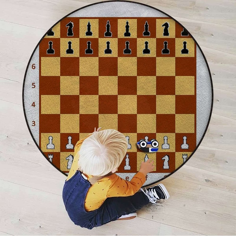 Poker Tournament Hardwood Floor Gaming Chair Mat Round Floor Mats for Office Chair Desk Chair Anti Slip Floor Protector for Rolling Chair Board Game Opening Position on,Brown Black Diameter 47.2 in